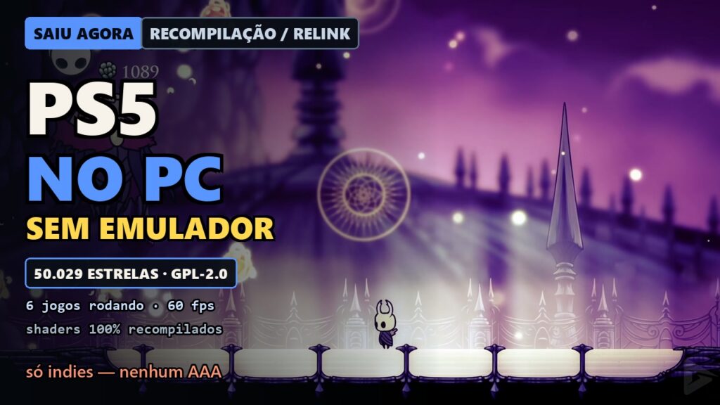 AnyPS5: a ferramenta que já roda executáveis de PS5 nativos no PC — e por que a cobertura de bibliotecas caiu de 91% para 26%